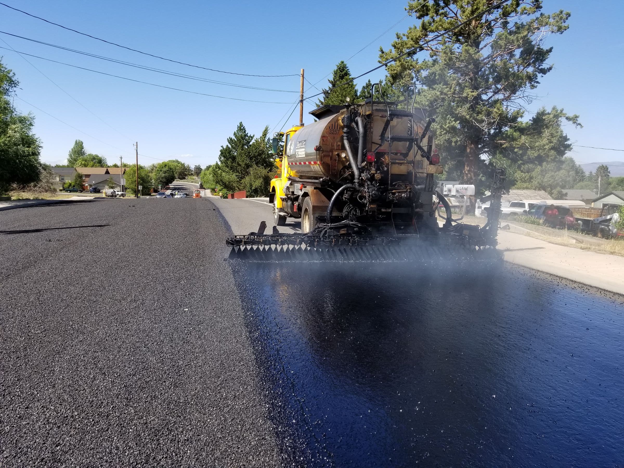 Real representative photograph of asphalt application equipment